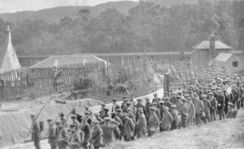 POW's leave Stobs Station for the camp